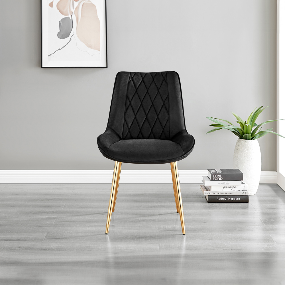 Furniturebox Copeland Cesano Marble Effect 6 Seater Dining Set White Gold and Black Image 4