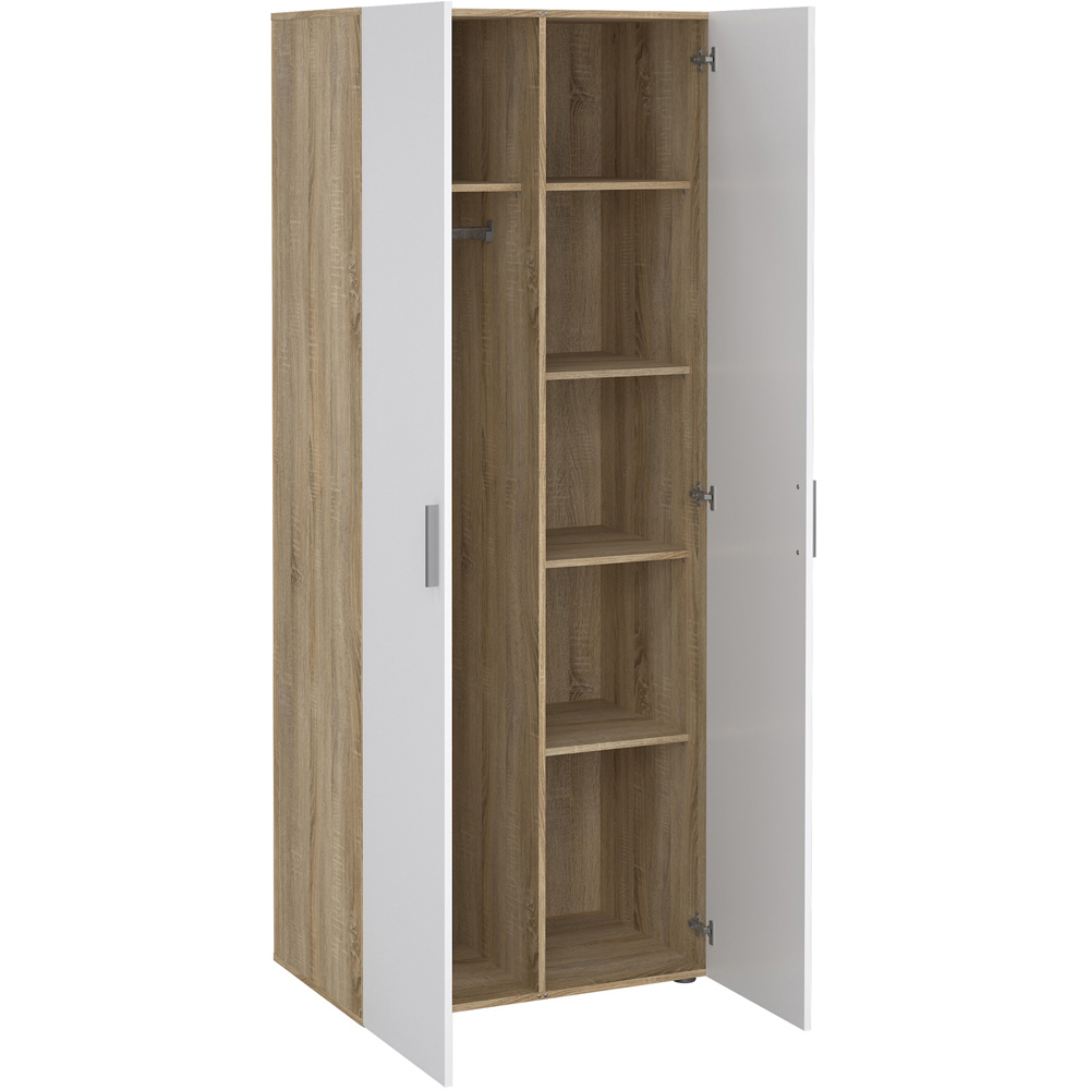 Florence 2 Door Oak and White High Gloss Wardrobe Image 4