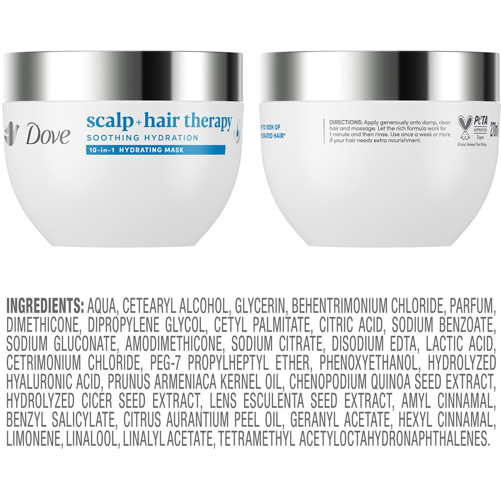 Dove Scalp+Hair Therapy Soothing Hydration Hyaluronic Acid 10-in-1 Mask 270ml 6 Pack Image 9
