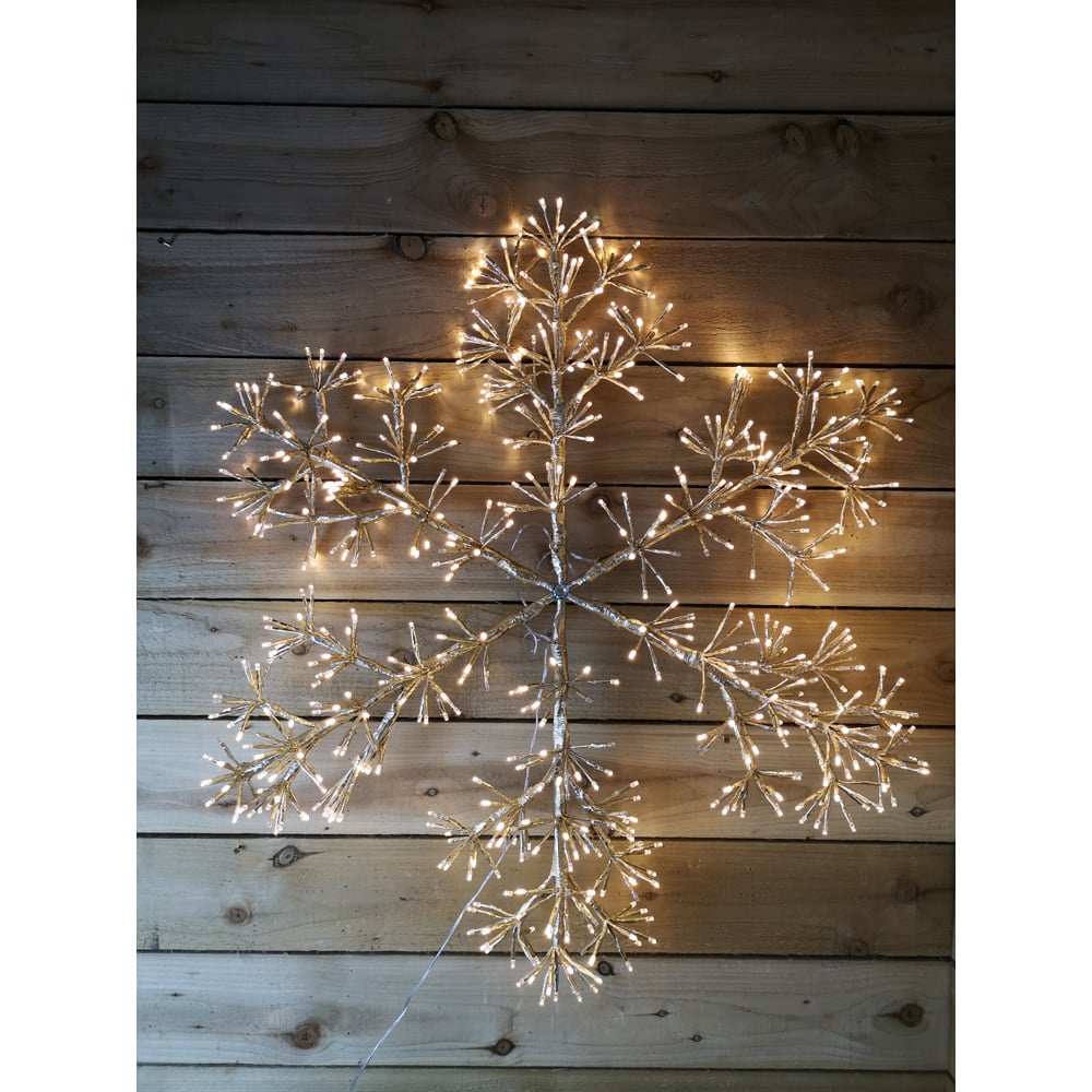Premier 660 Warm White LED Gold Starburst Snowflake Christmas Decoration 90cm Image 3