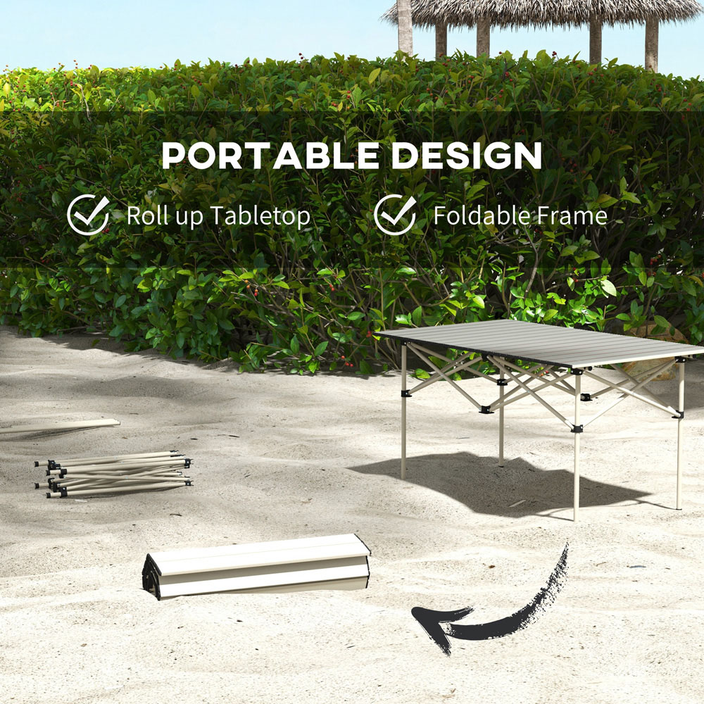 Outsunny Silver Aluminium Foldable Camping Table with Carry Bag Image 4