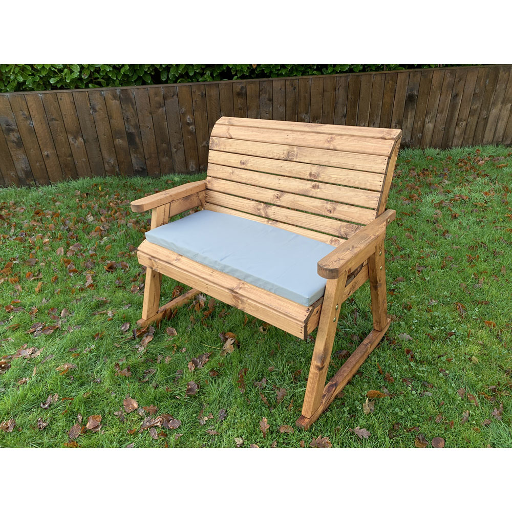 Charles Taylor 2 Seater Rocker Bench with Grey Cushions Image 5