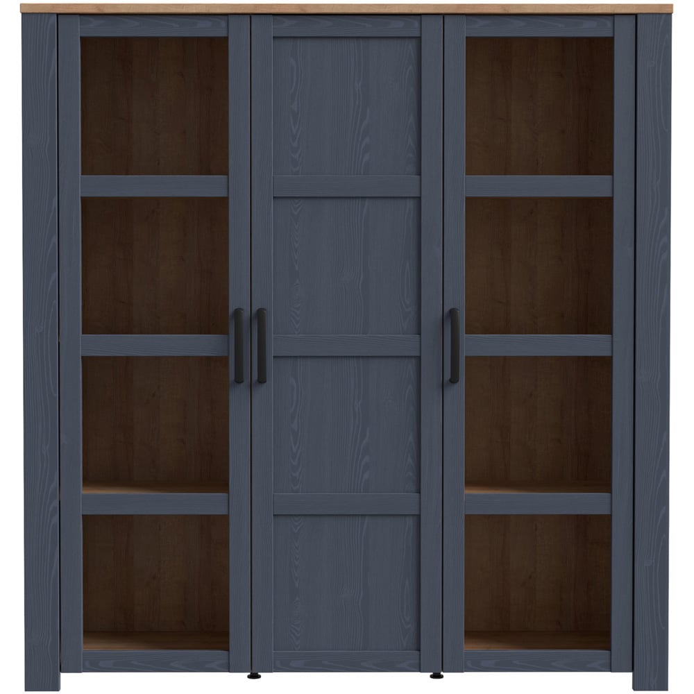Florence Bohol 3 Door Riviera Oak and Navy Large Display Cabinet Image 3
