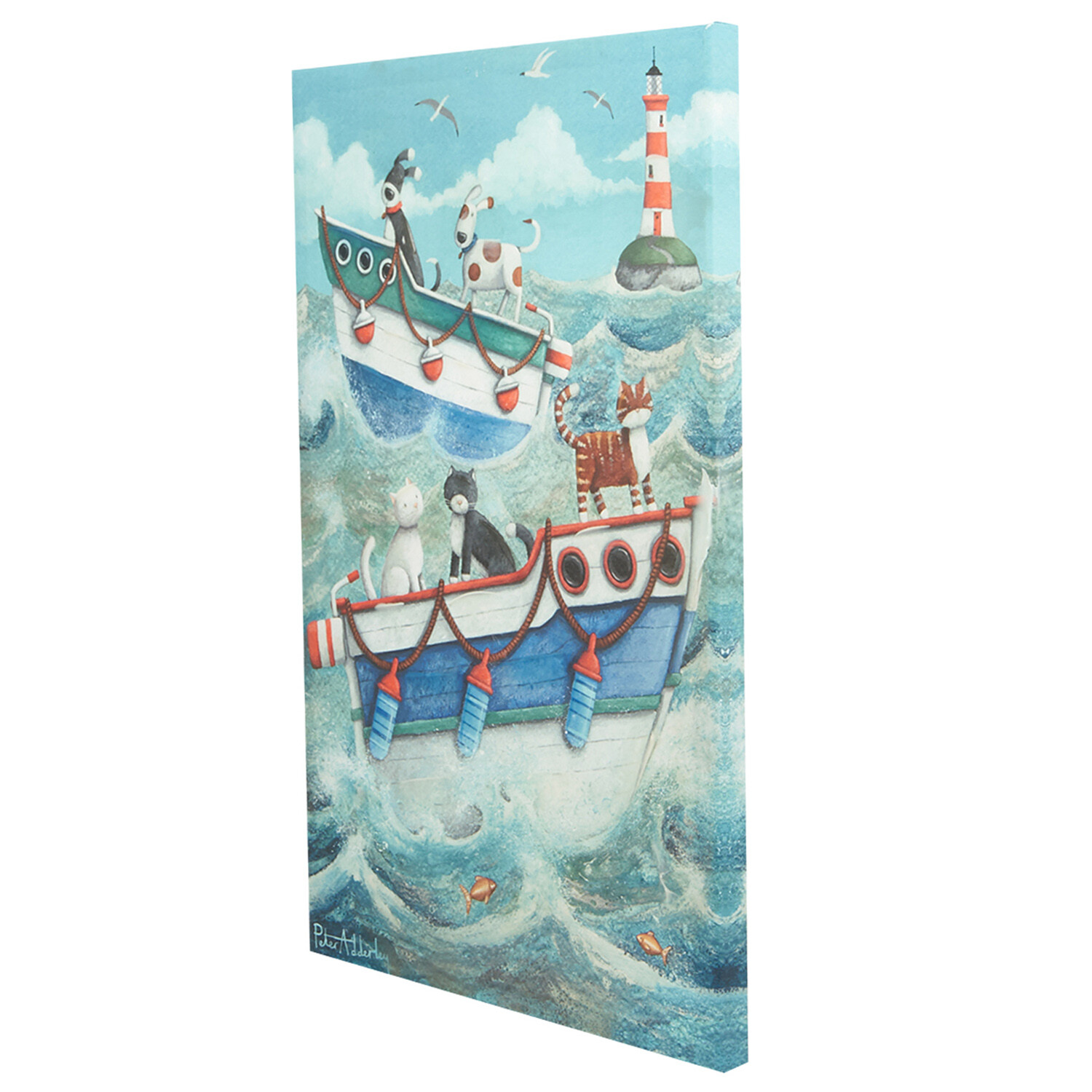 P. Aderley Pets In The Stormy Sea Canvas - Multicolour Image 3