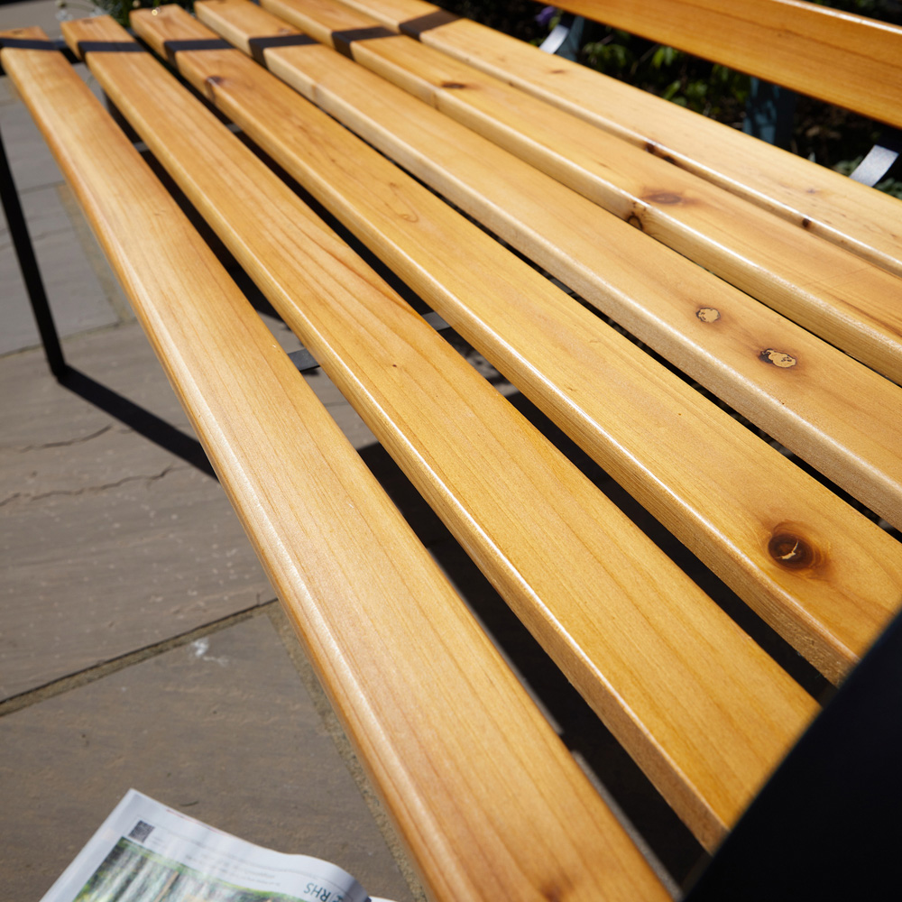 Home Source Lupine 2 Seater Wood and Metal Curved Garden Bench Image 4