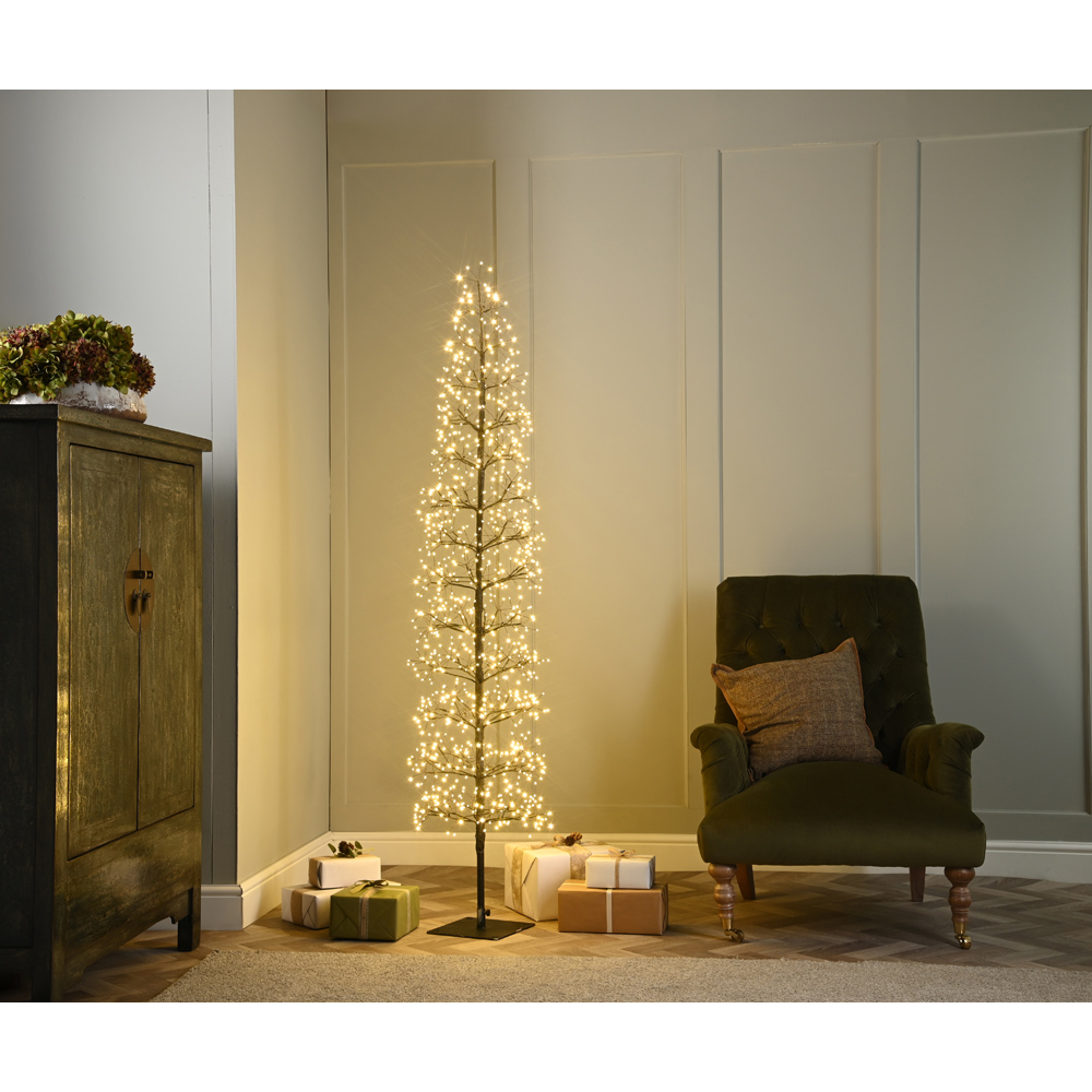 Festive 1080 Warm White LED Black Microdot Slim Starburst Tree Christmas Decoration 180cm Image 2