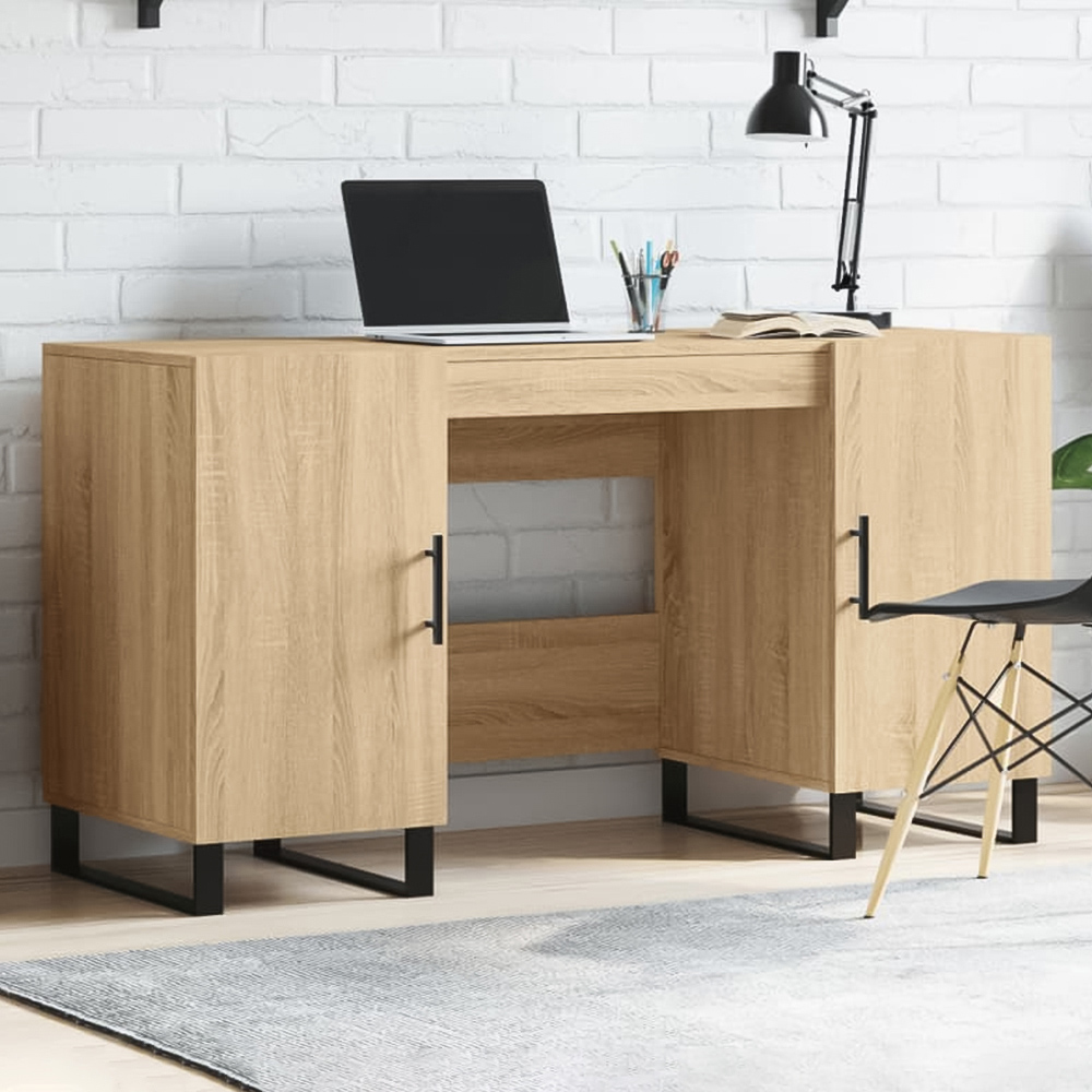 vidaXL 2 Door Modern Desk Sonoma Oak Image 1