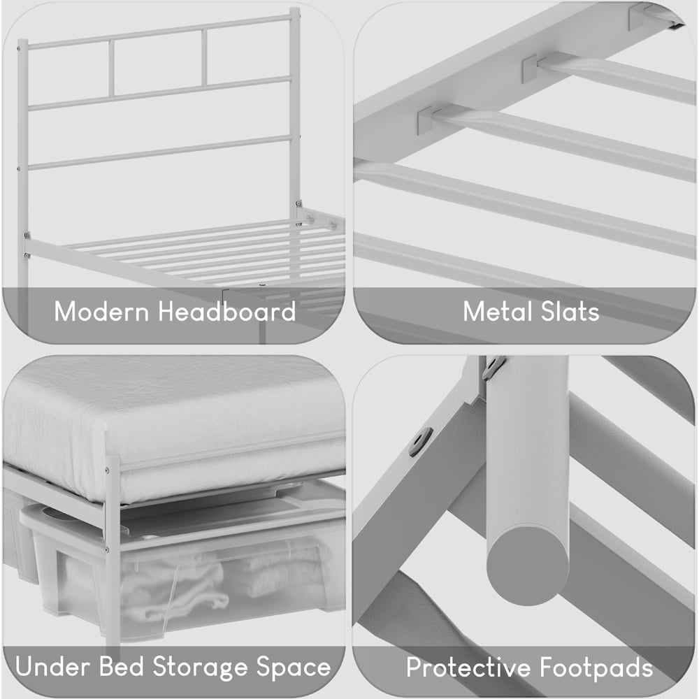 Vida Designs Dorset Single White Metal Bed Frame Image 5