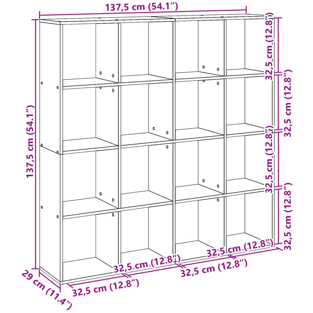 vidaXL 16 Shelf Concrete Grey Bookcase Image 9