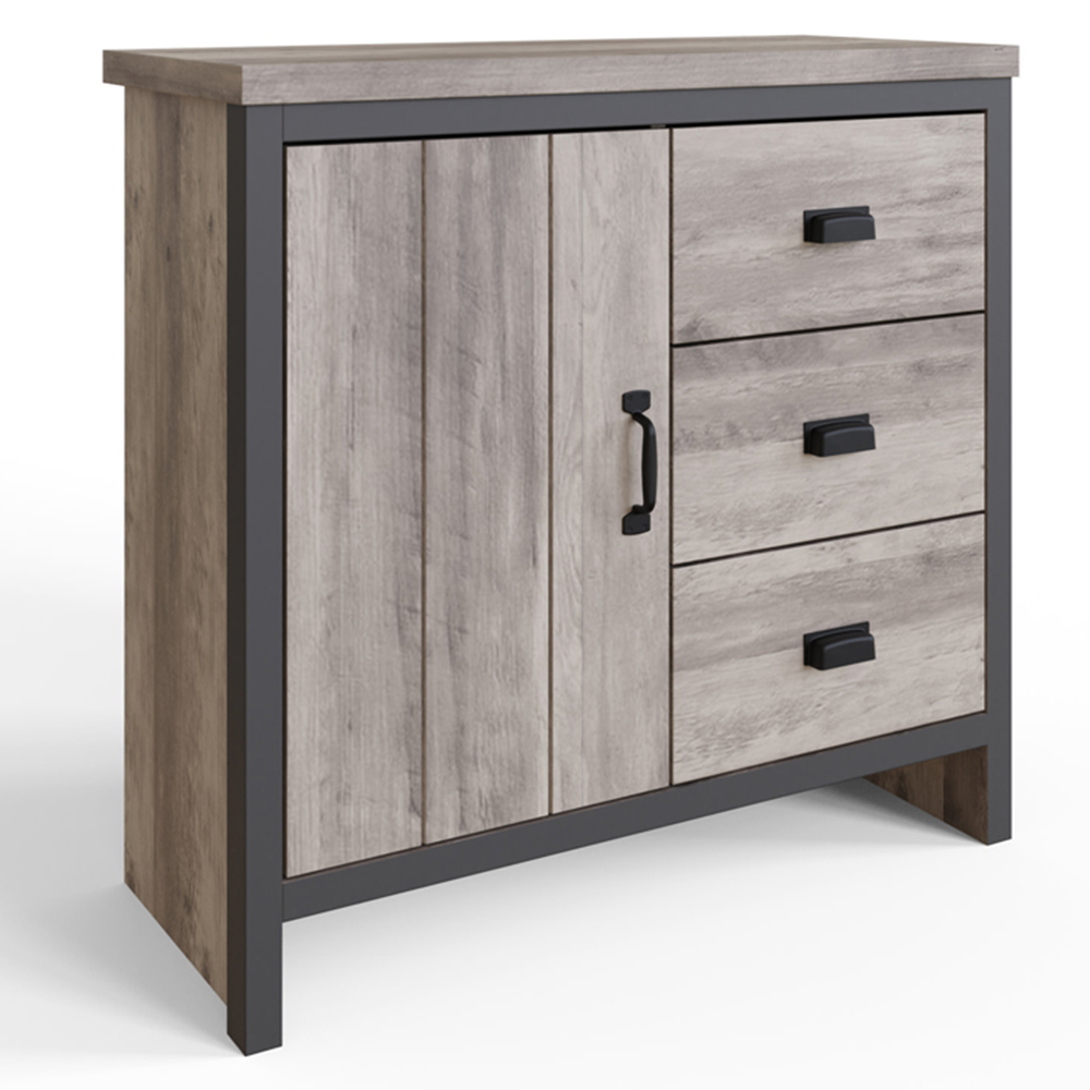 GFW Boston Single Door 3 Drawer Grey Sideboard Image 2