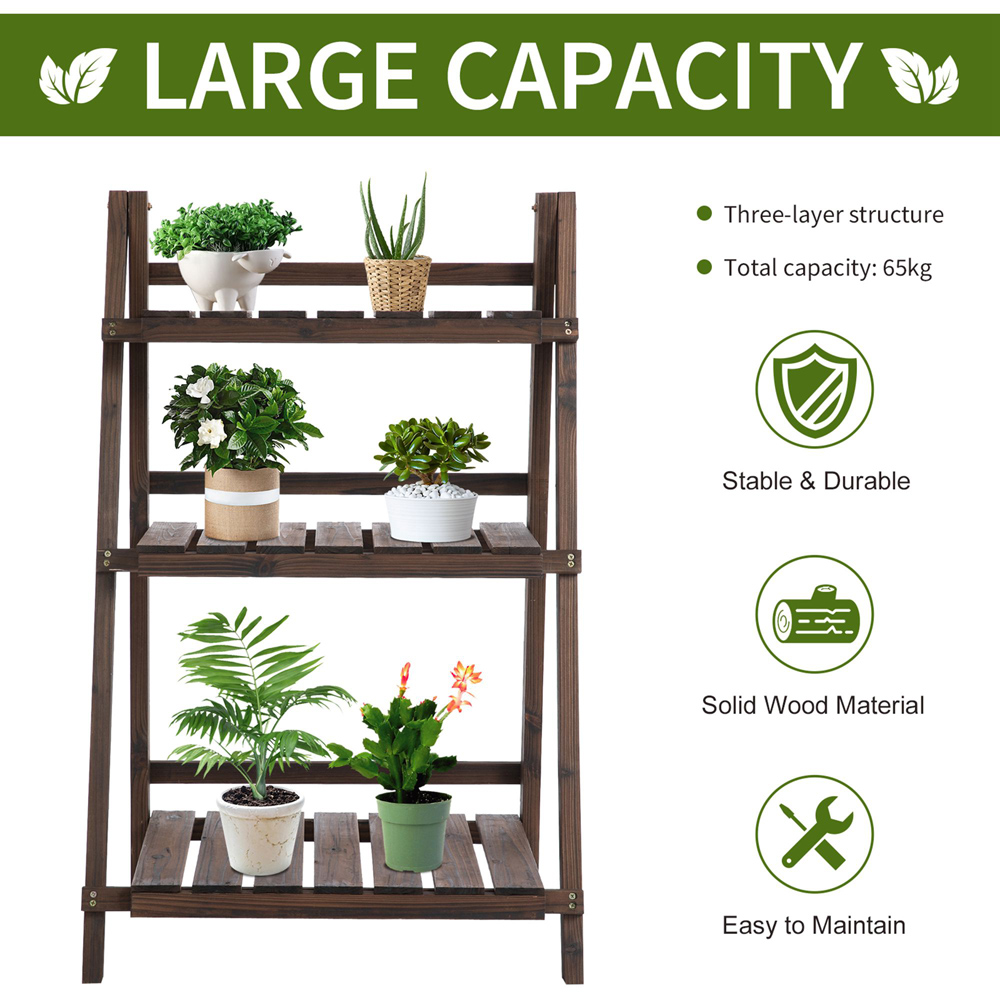Outsunny 3 Tier Foldable Wooden Plant Stand Image 4