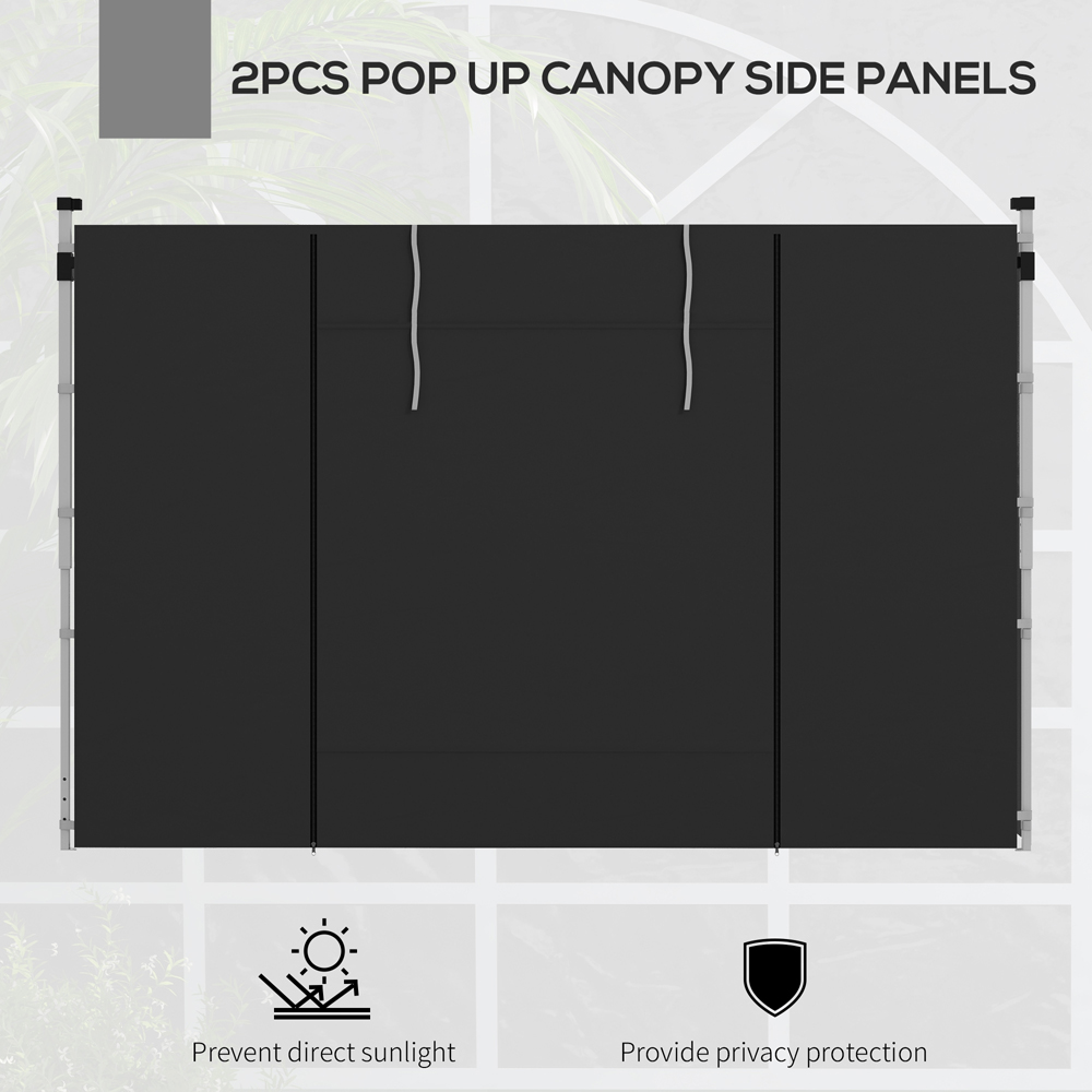 Outsunny Black Replacement Gazebo Side Panel 2 Pack Image 4