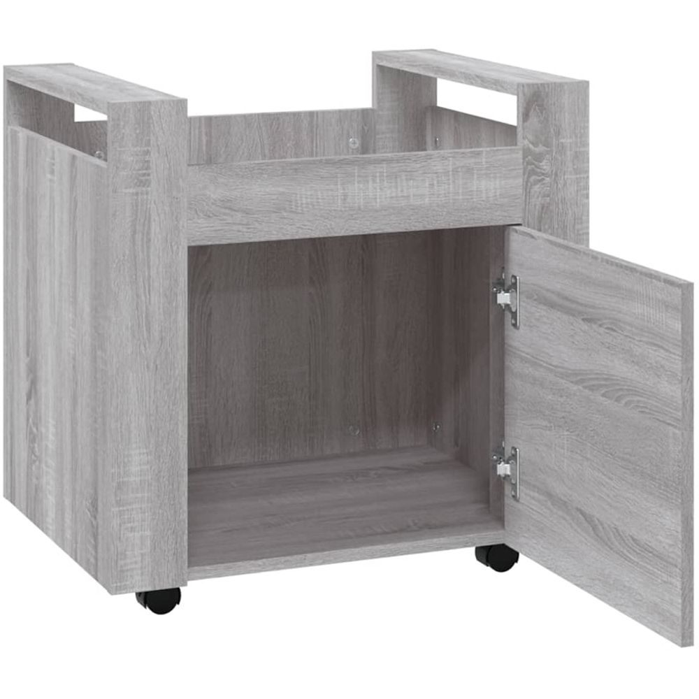 vidaXL Single Door Single Shelf Grey Sonoma Wooden Desk Trolley Image 4