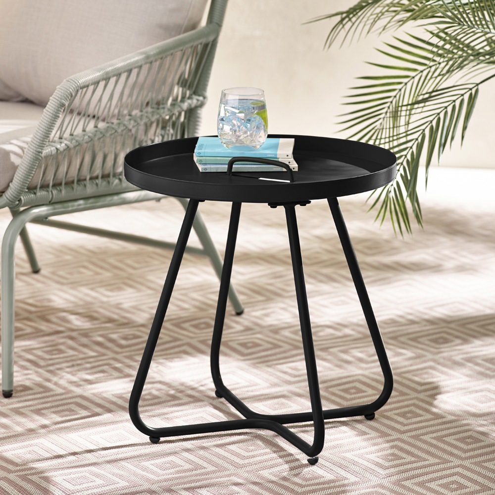 Furniturebox Agen Black Metal Outdoor Round Side Table Image 4