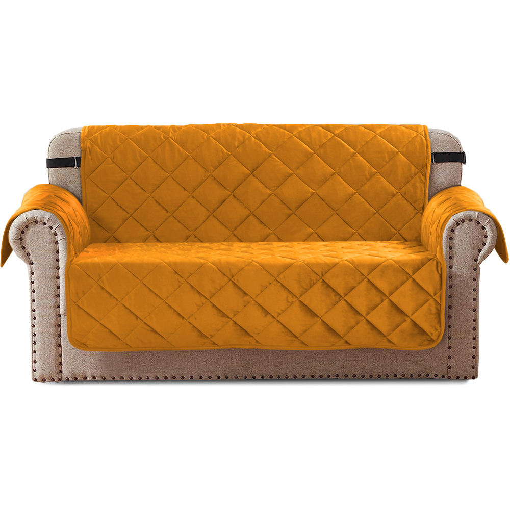 Homerepublic Luna 2 Seater Orange Matte Velvet Water-Repellent Sofa Protector Image 1