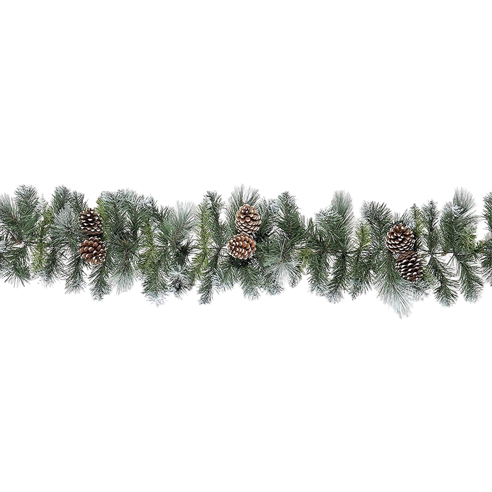 Marco Paul Frosted Glacier Christmas Garland with Tips and Cones 270cm Image 1