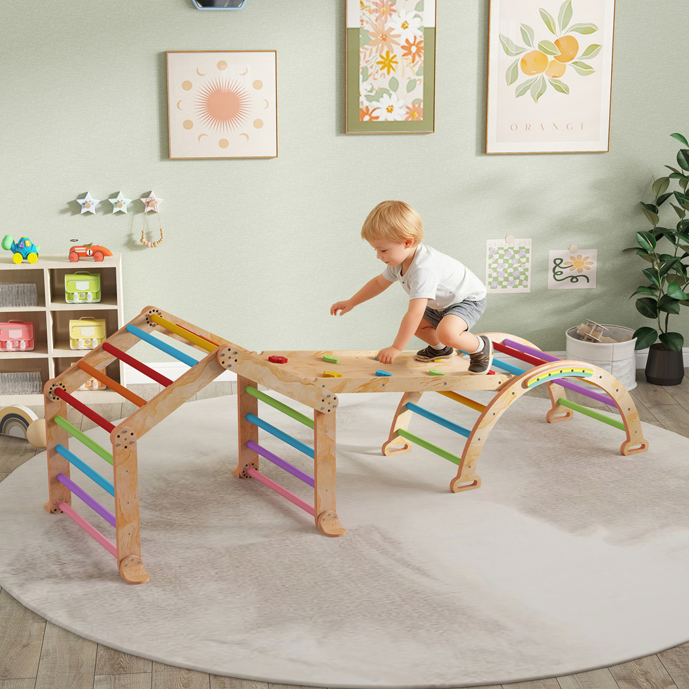 Tommy Toys AIYAPLAY 9-in-1 Toddler Multicolour Climbing Frame with Slide Ramp Ladder and Blackboard Image 2
