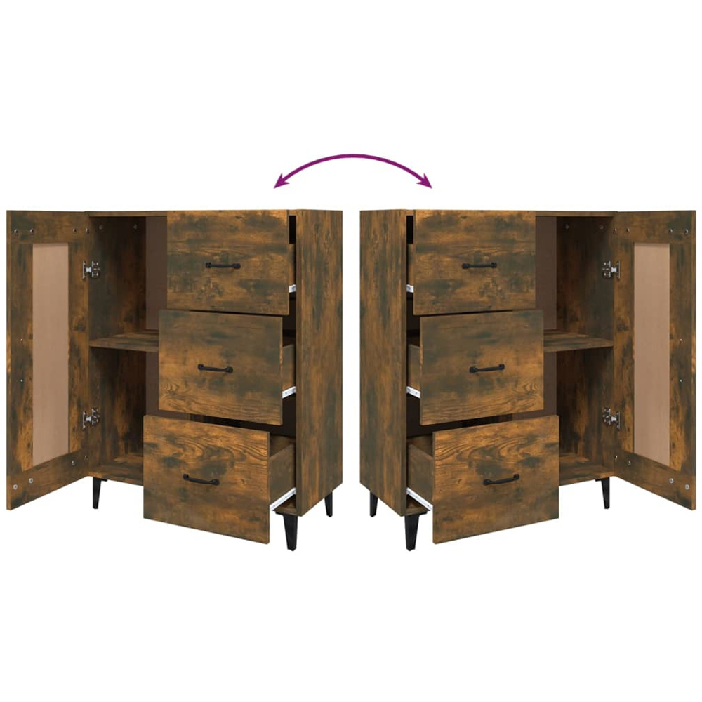 vidaXL Single Door 3 Drawer Smoked Oak Sideboard Image 8
