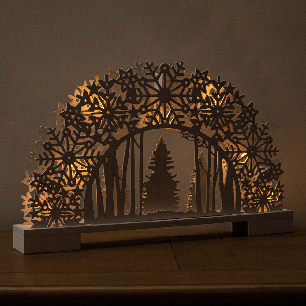 Samuel Alexander White Wooden Snowflake Arch and Trees LED Christmas Decoration 45cm Image 2