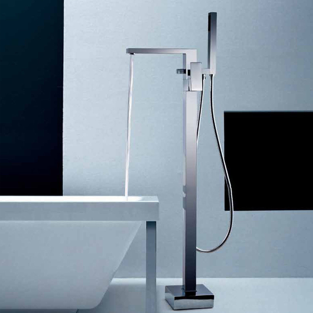 Nes Home Brayton Square Freestanding Bath Shower Mixer and Basin Mixer Tap with Waste Image 2
