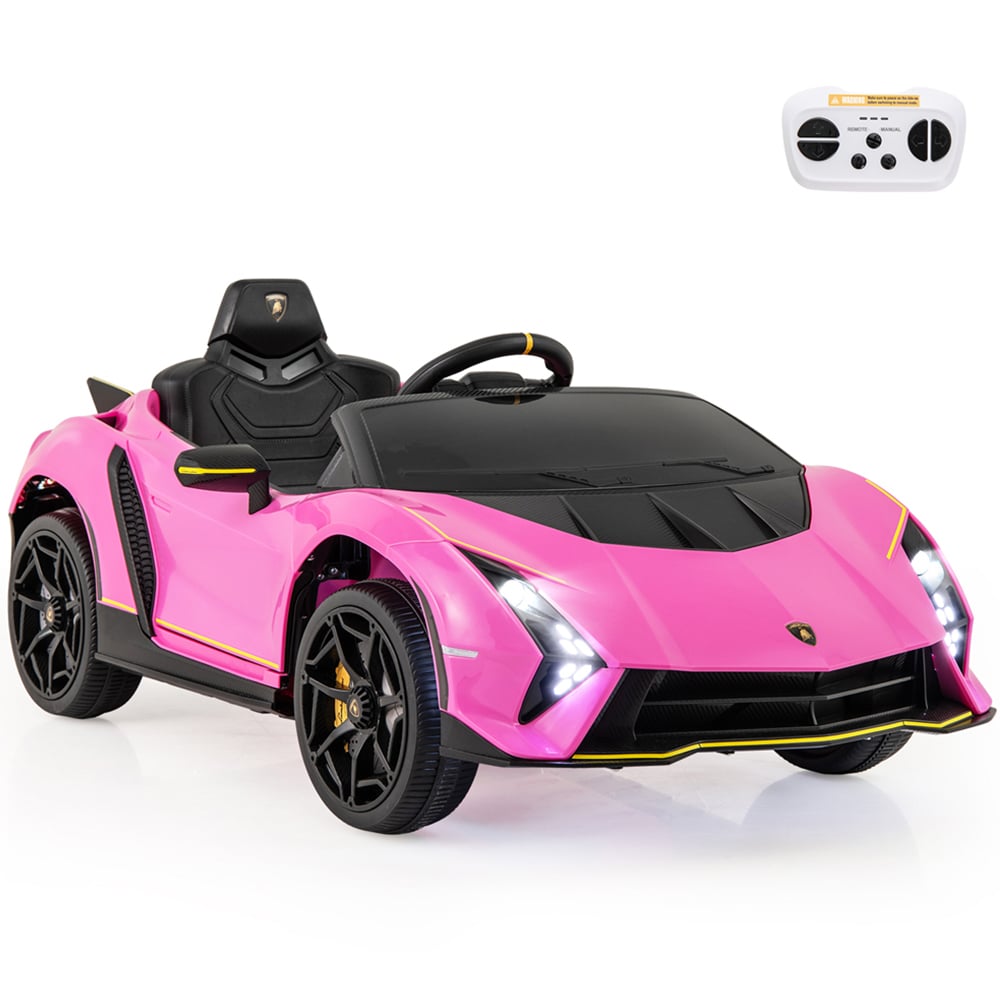 Costway Kids Pink Licensed Lamborghini 4WD Ride On Car with 3 Speeds and Music 12V Image 4