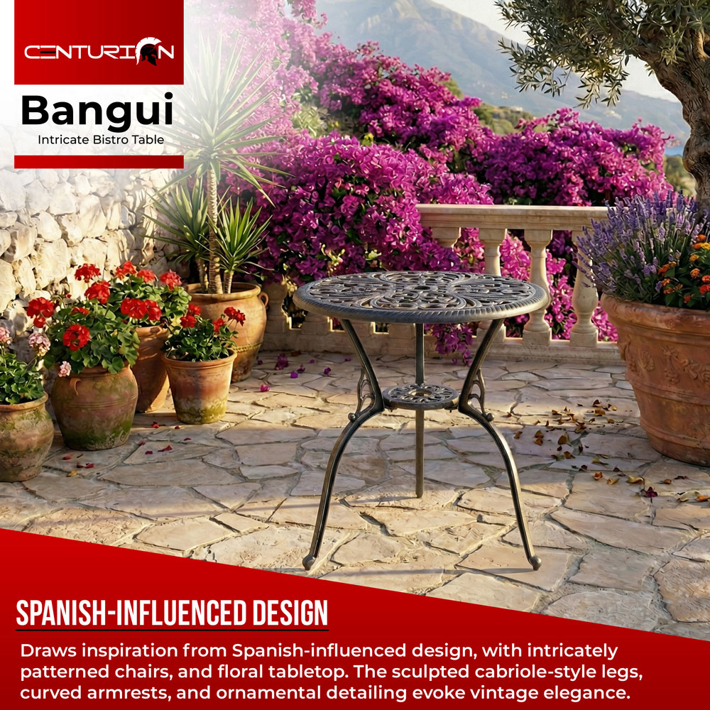 Centurion Bangui 2 Seater Grey Round Garden Bistro Table with Parasol Hole Image 4