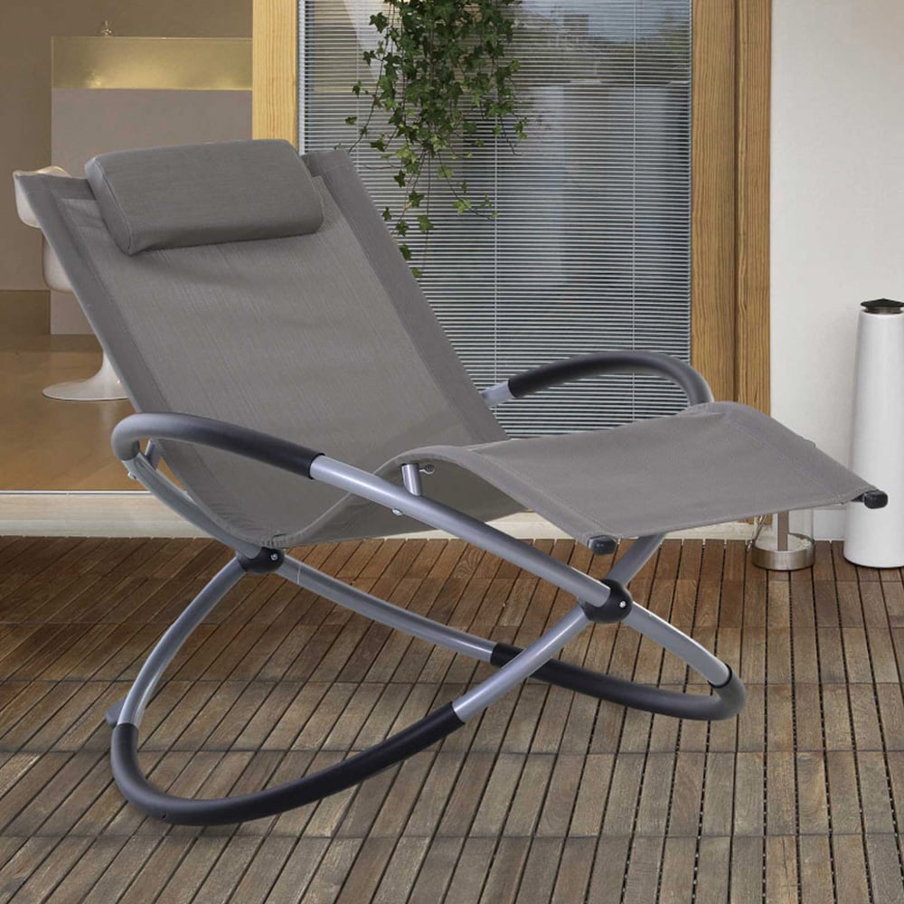 Outsunny Foldable Rocking Chair Grey Image 1
