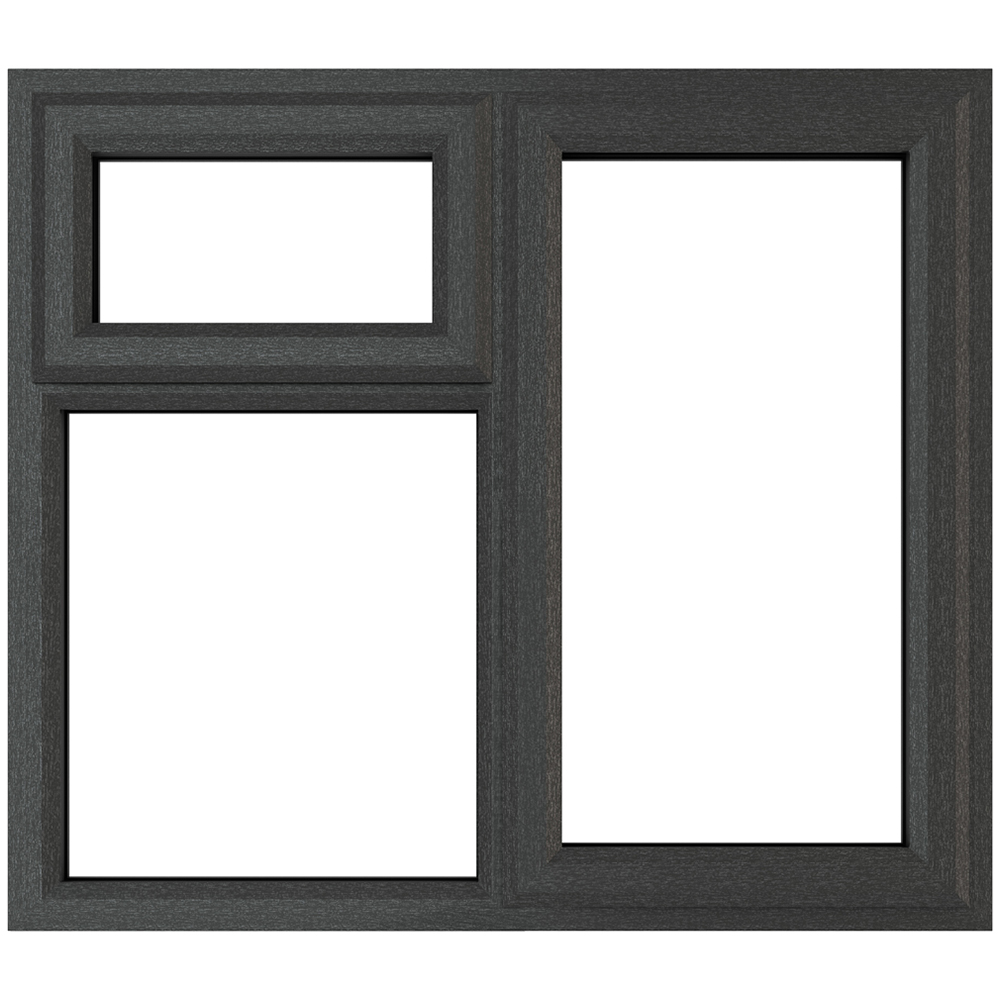 Crystal uPVC Double Glazed Window RH Side Hung and Top Opener Grey White Clear Glass 1190x1190mm Image 1
