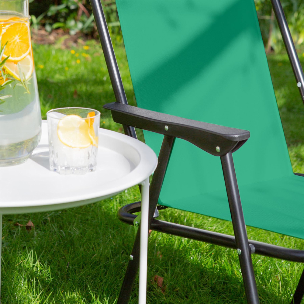 Harbour Housewares Green and Matt Black Metal Foldable Beach Chair 4 Pack Image 3