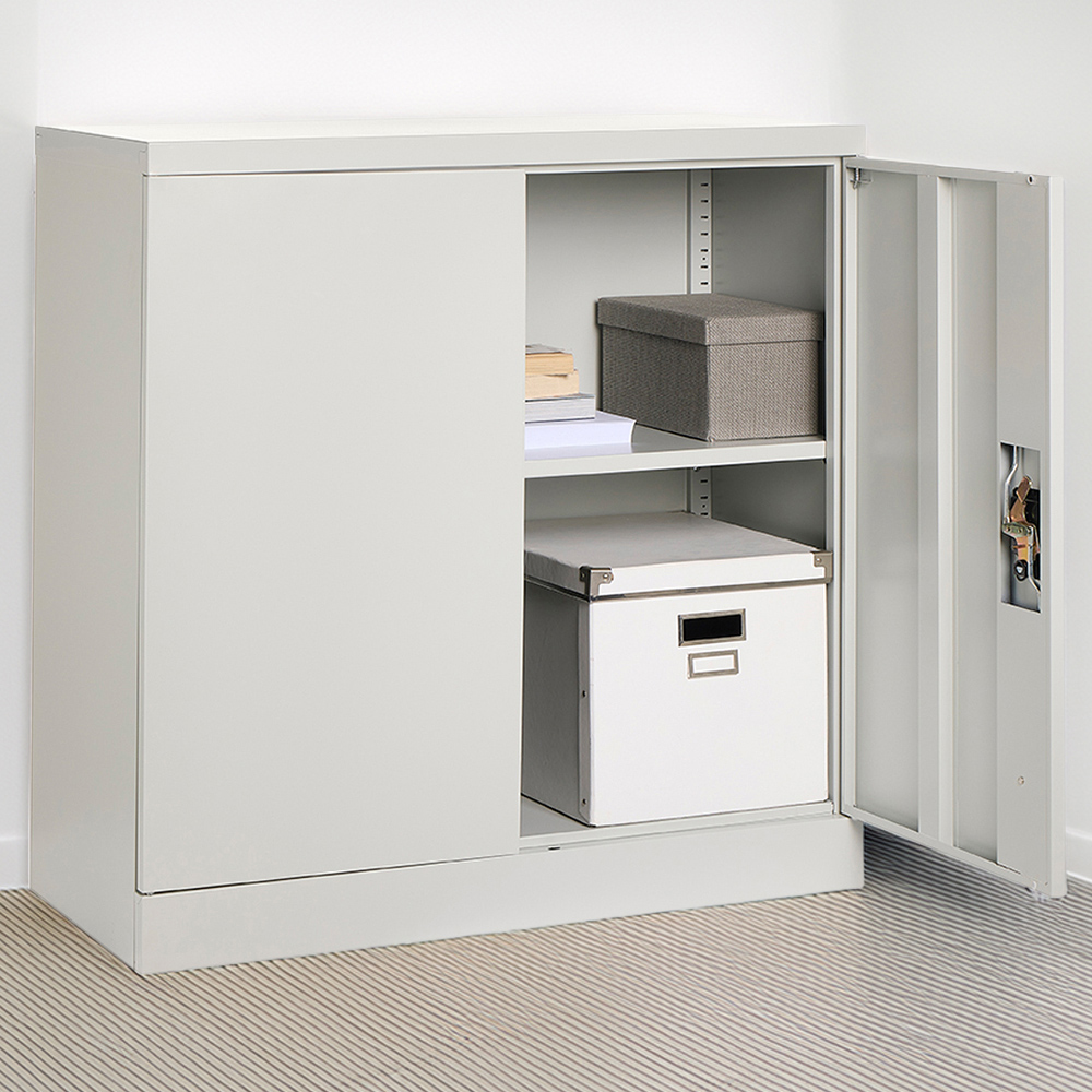 MMT Furniture Designs 2 Door Grey Metal Filing Lockable Filing Cabinet Image 1
