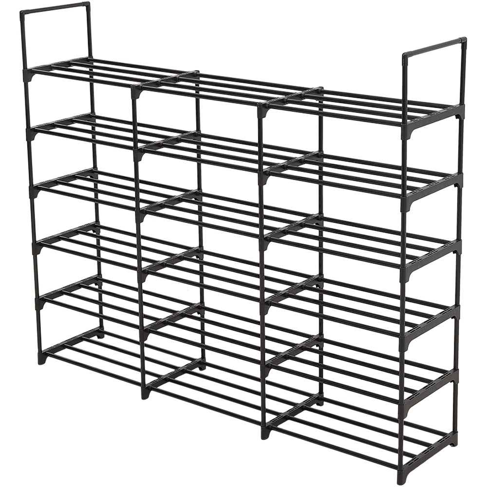 H&O Direct 6 Shelf Black Shoe Rack with Detachable Dividers Image 1