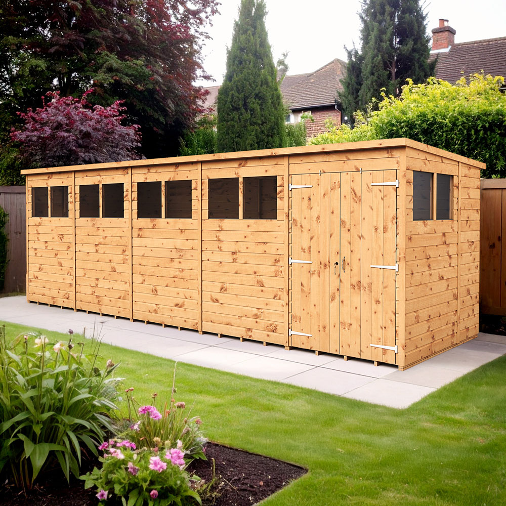 Empire Sheds 20 x 6ft Double Door Tongue and Groove Wooden Pent Garden Shed Image 2