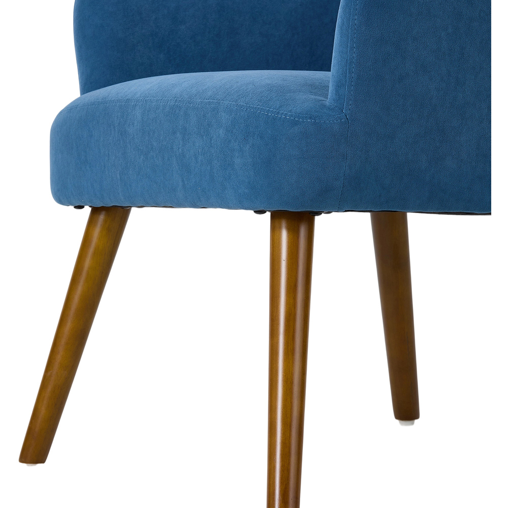 Living and Home Blue Velvet Vertical Stripe Backrest Accent Chair Image 3