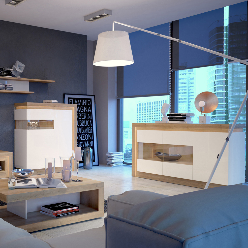 Florence Lyon Riviera Oak and White Coffee Table Image 5