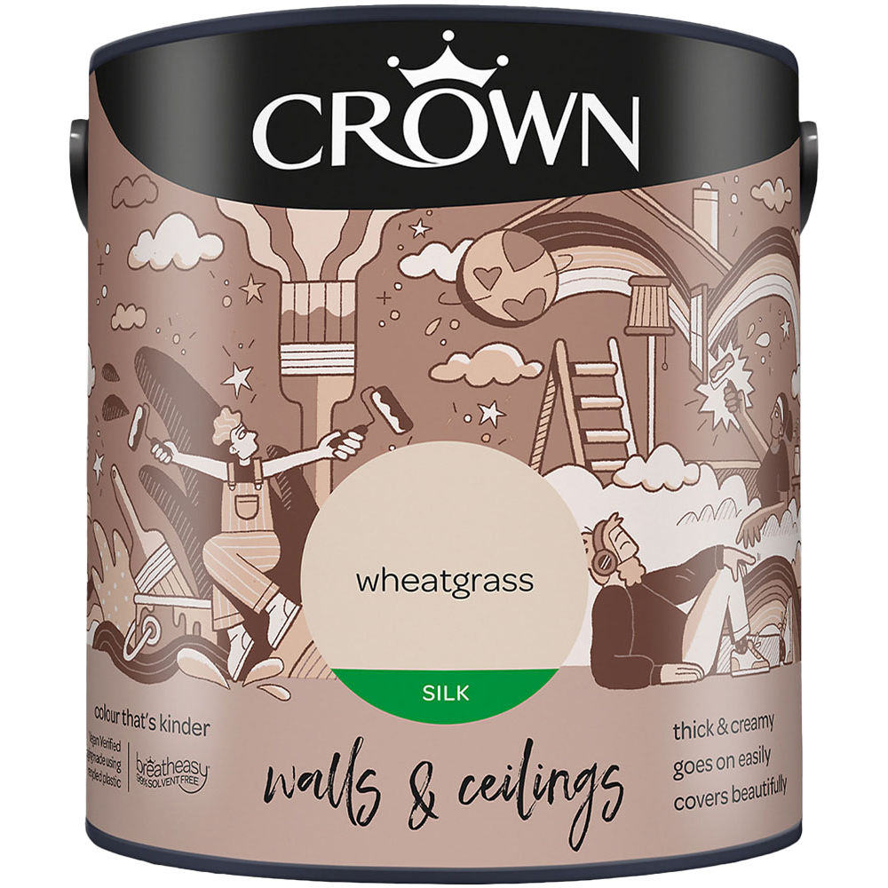 Crown Breatheasy Walls & Ceilings Wheatgrass Silk Emulsion Paint 2.5L Image 2