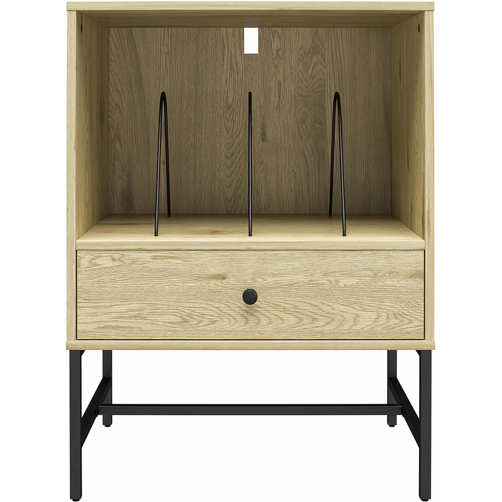 Dorel Tamlin Single Drawer Oak Record Stand Image 3