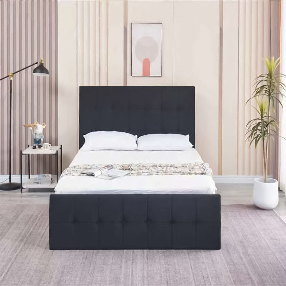 Portland Small Double Black Velvet Cushioned Ottoman Bed Image 6