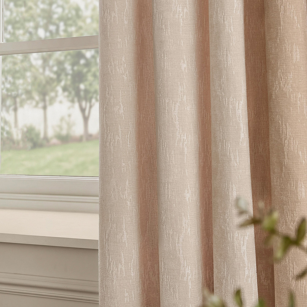 Paoletti Aurelio Ivory Chenille Fully Lined Eyelet Curtains 117 x 137cm Image 4