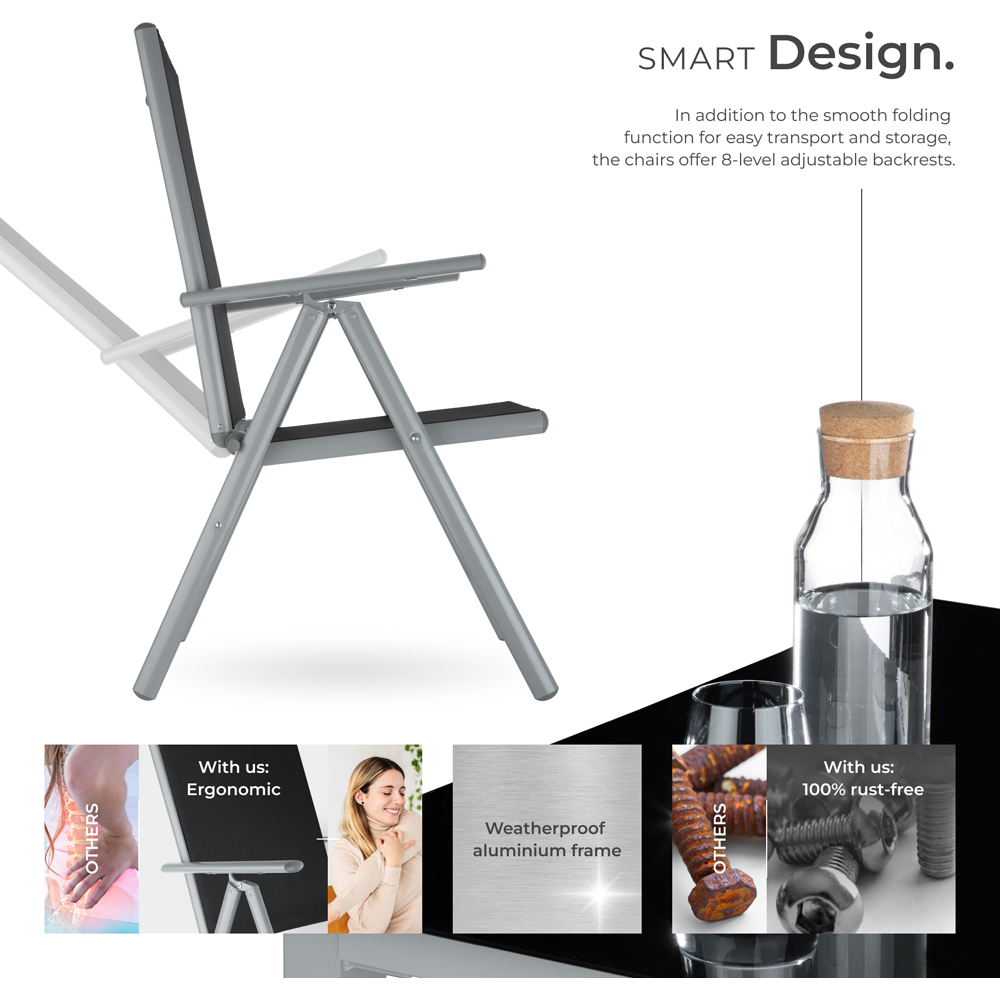 tectake Stabia 4 Seater Silver Garden Table and Chairs Set Image 3