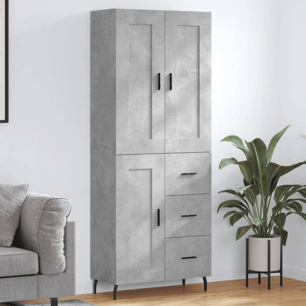 vidaXL 3 Door 3 Drawer Grey Highboard Image 1