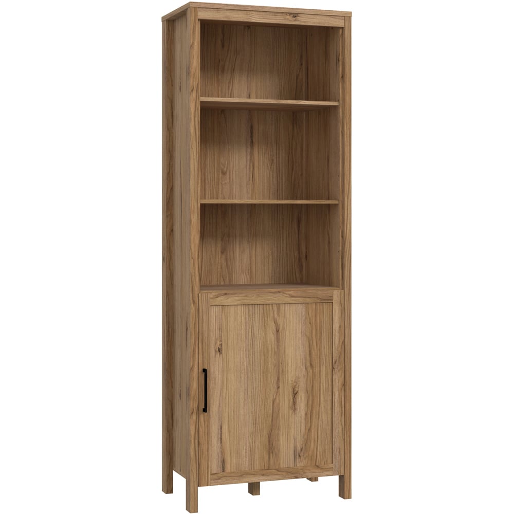 Florence Malte Brun Single Door 4 Shelf Waterford Oak Bookcase Image 2