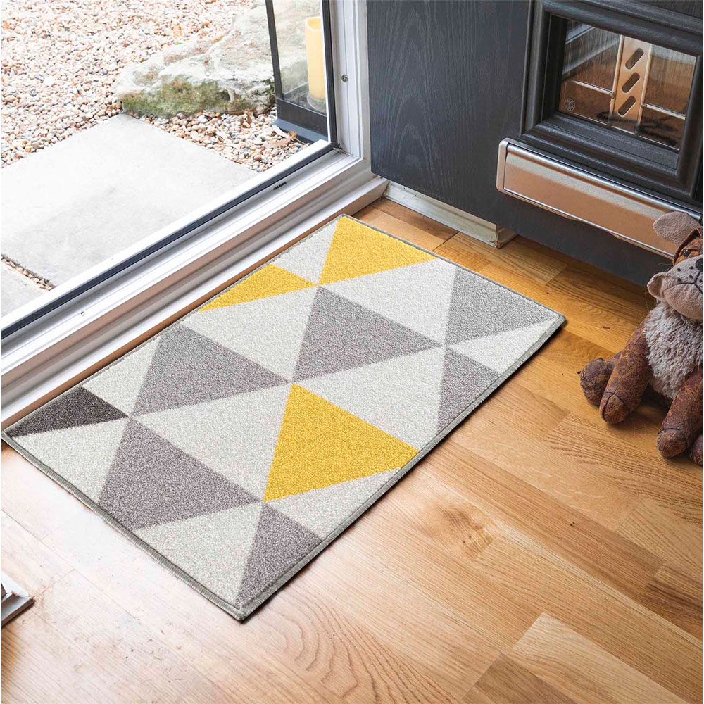 Desire Rugs Havana Light Gold Geometric Anti Slip Door Mat 90 x 57cm Image 2