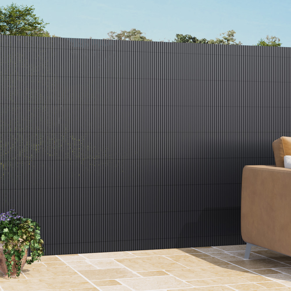 Living and Home Dark Grey PVC Fence Sun Blocked Screen Panels 500 x 150cm Image 1