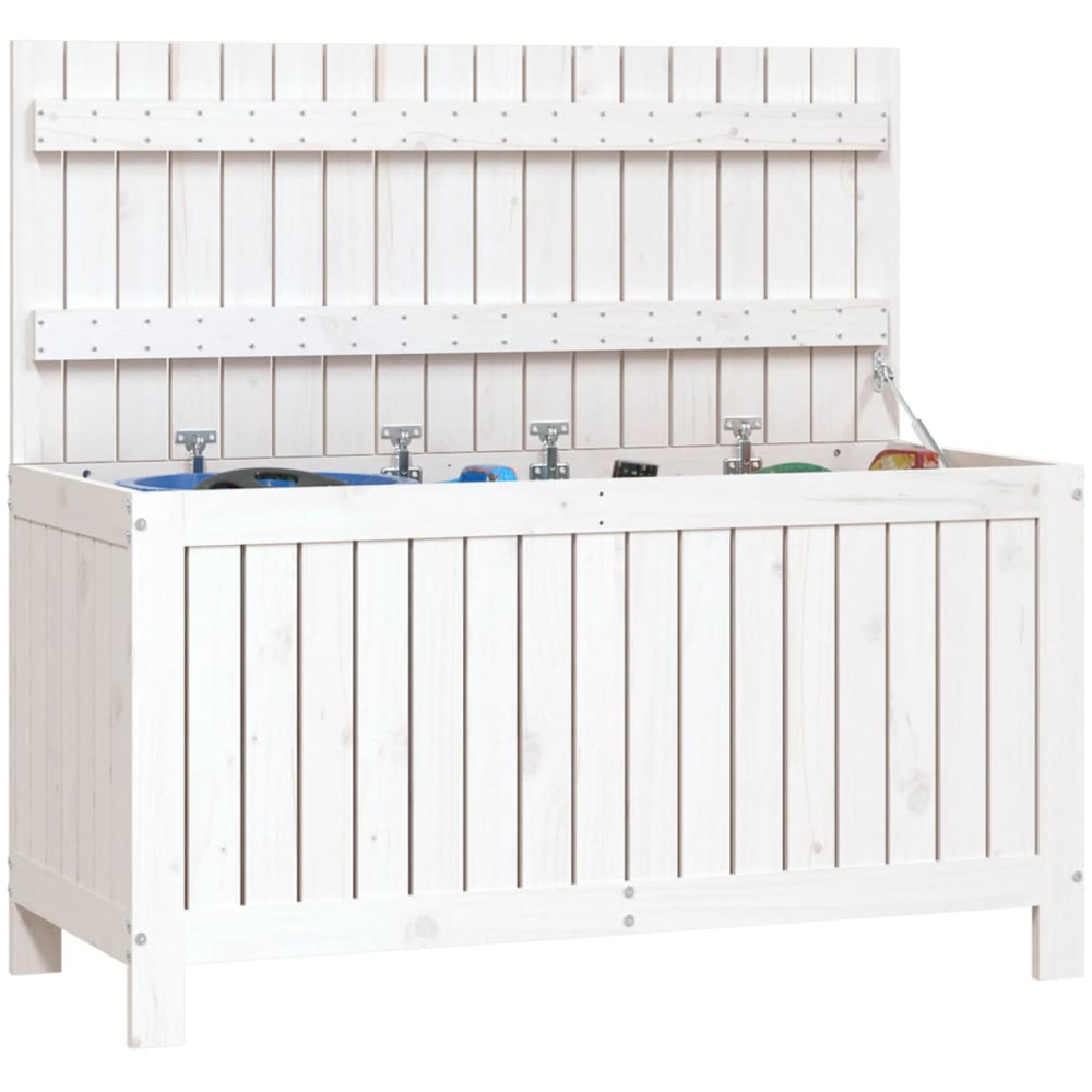 vidaXL 60 x 115 x 49cm White Pine Wood Garden Storage Box Image 4