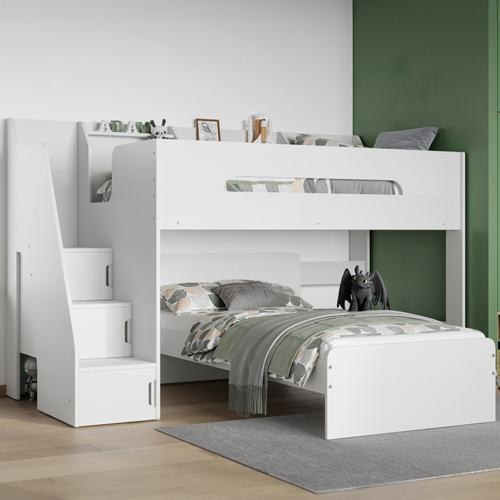 Flair Stepaside White L Shaped Bunk Bed Image 1