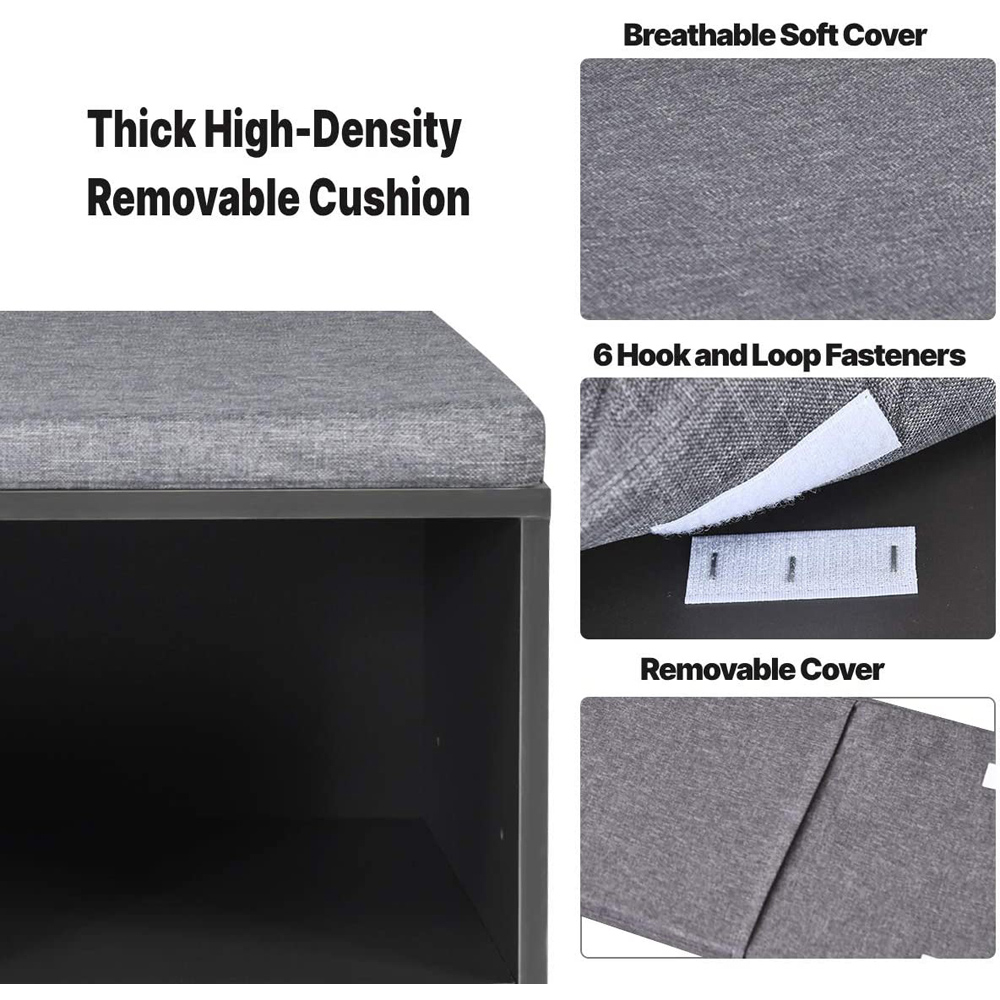 Costway 10 Cube Grey Shoe Storage Bench Image 7