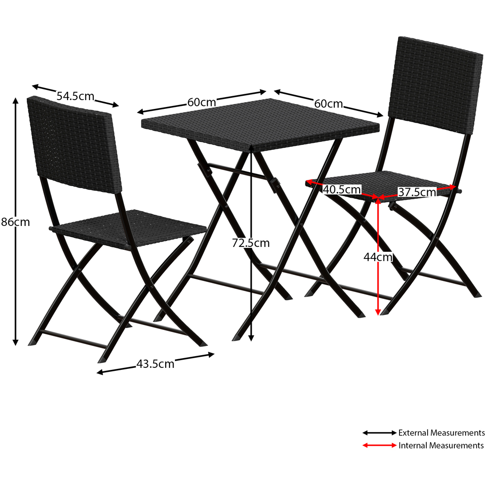 GARDEN VIDA Capri Rattan Effect 2 Seater Bistro Set Black Image 9