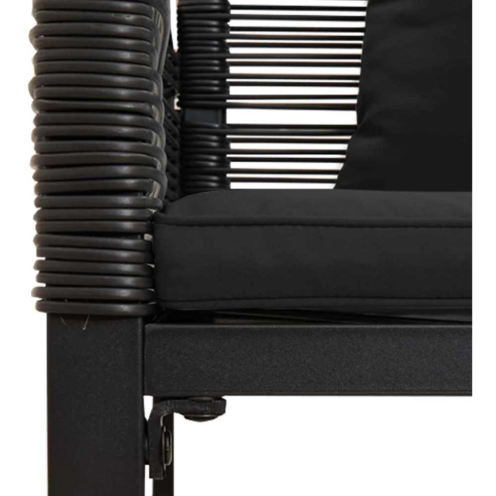 vidaXL Black Poly Rattan Garden Bench with Cushion 117 x 54 x 74.5cm Image 7