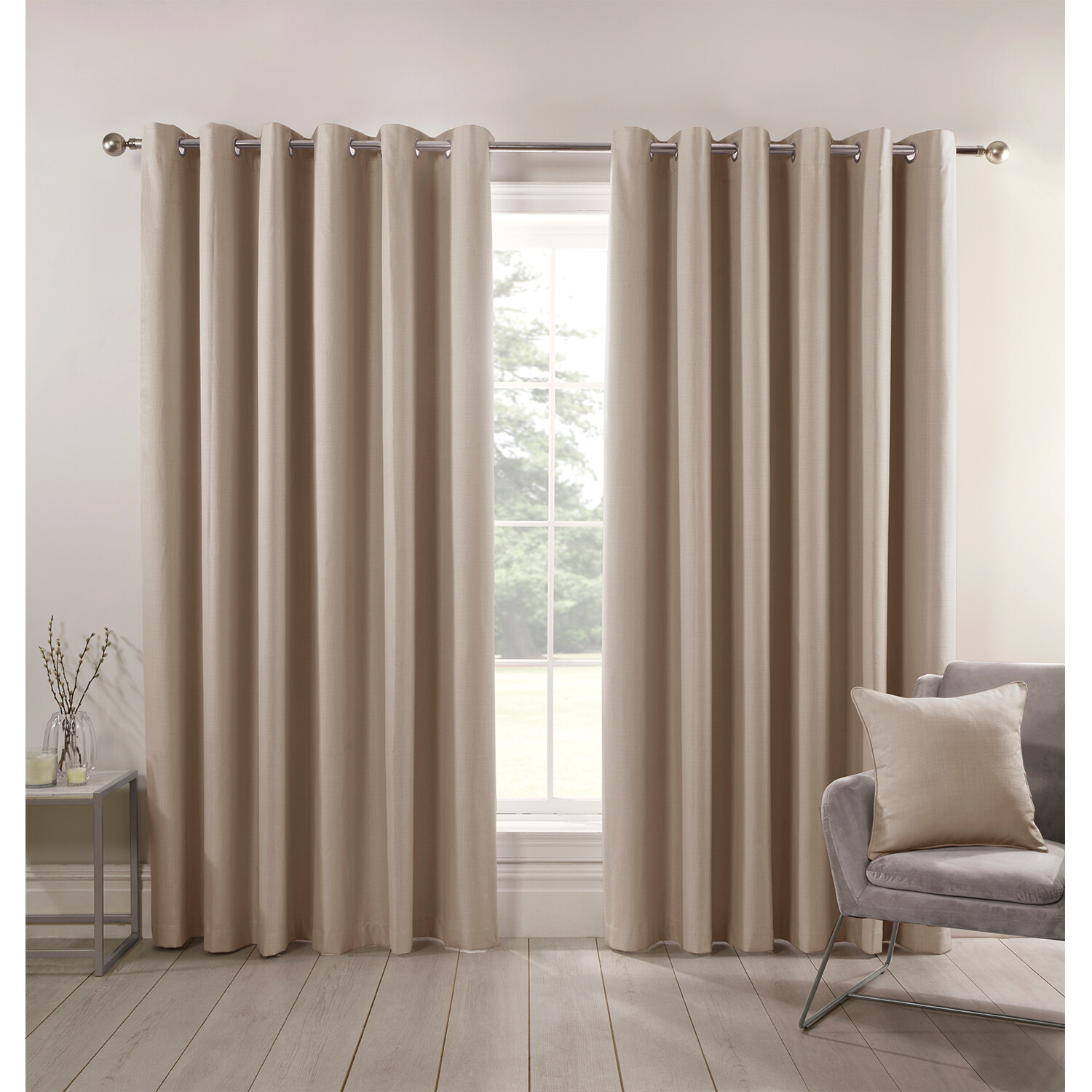 Divante Hoxton Natural Blackout Eyelet Curtain 229cm Image