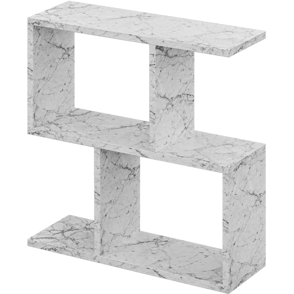 Decortie Homemania 4 Shelf White Marble Effect Modern Side End Table Image 2